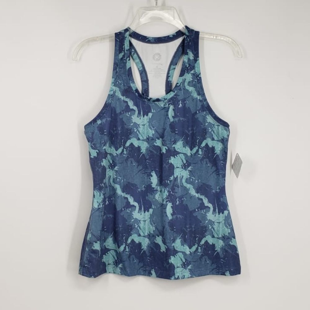 BRISOS blue floral workout tank top